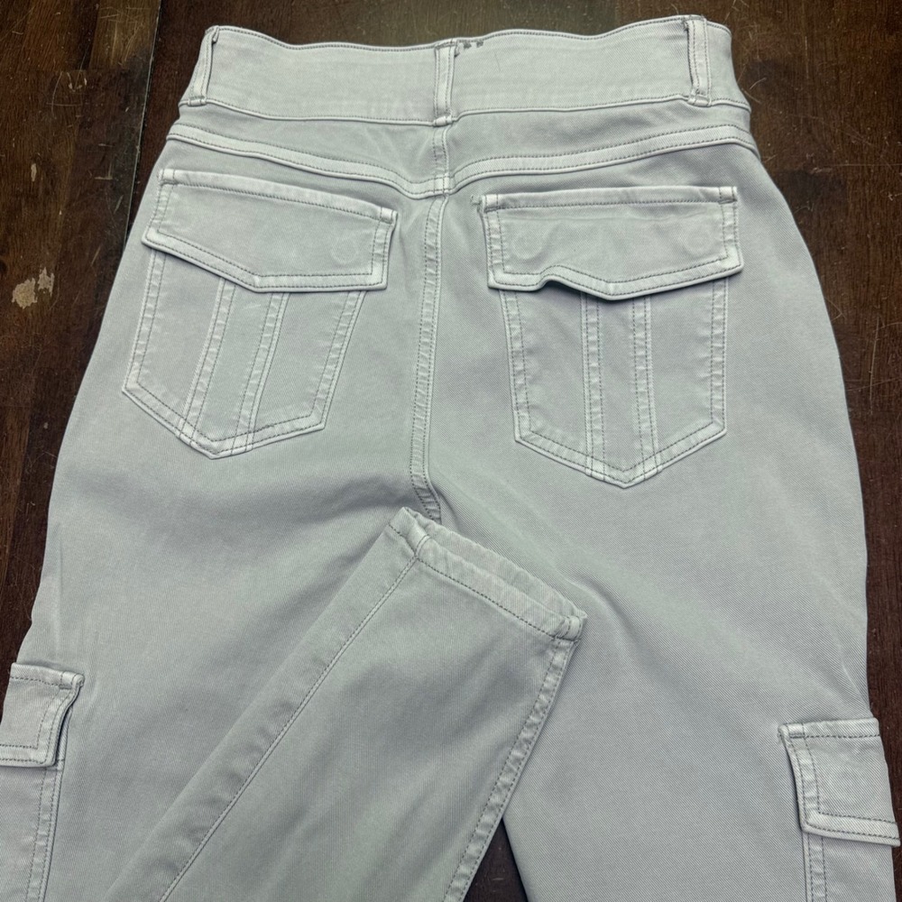 Spanx Cargo Pants Women Medium Gray Stretch Twill Skinny Leg Pull On Shaping